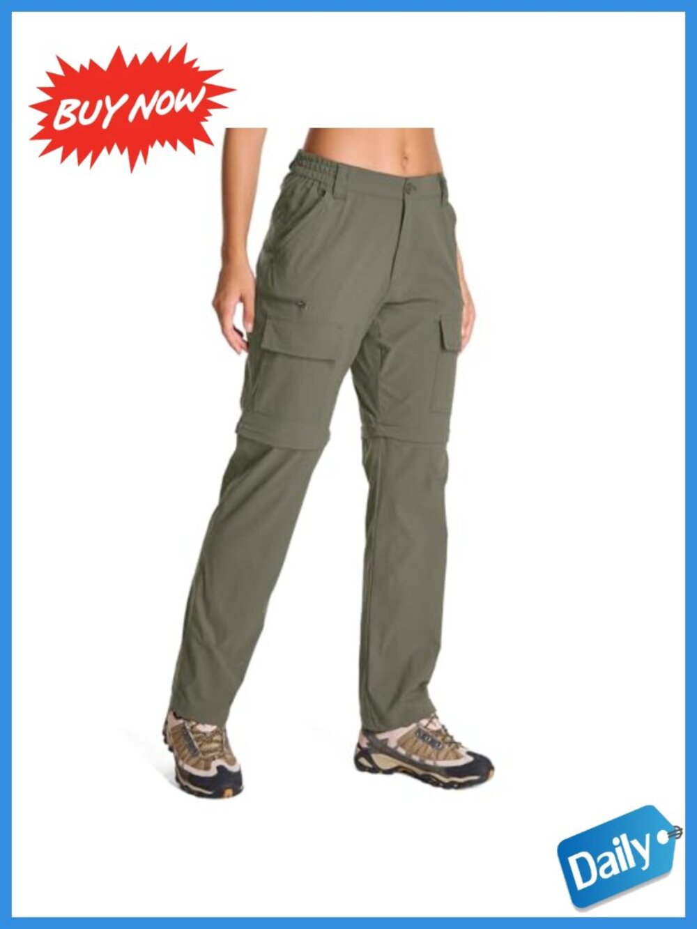 Womens Cargo Hiking Pants Zip Off Convertible UPF 50 Quick Dry Straight Leg
